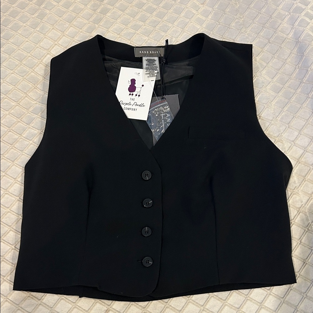 Sans Souci Sleek Black Button-Up Vest